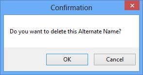 Alternative Name delete confirmation