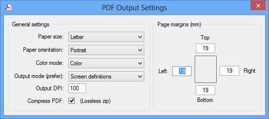 PDF Export Settings