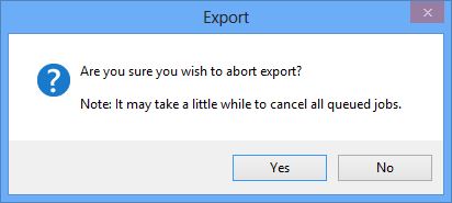 Abort Export warning message