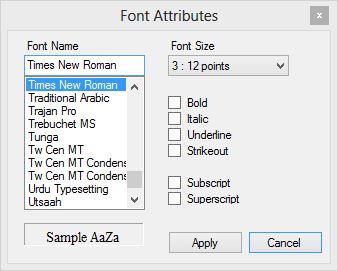 Edit font dialog