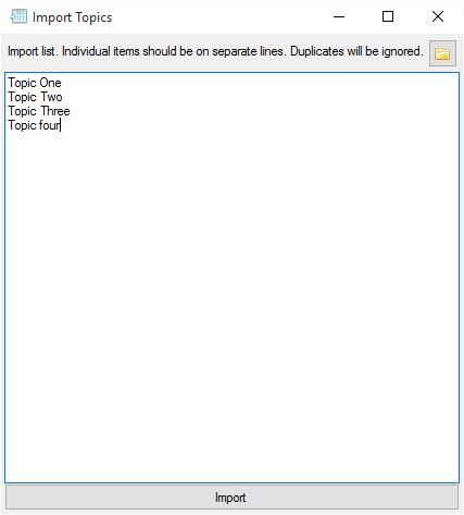 Import Topics dialog