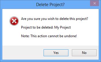 Delete project confirmation