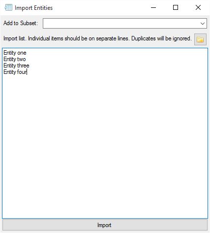 Import Entities dialog