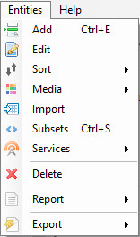 Entities Menu